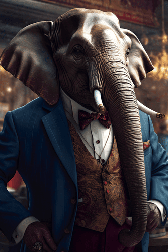 CANVAS PRINT ANIMAL GANGSTER ELEPHANT - PICTURES OF ANIMAL GANGSTERS - PICTURES