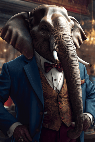 TABLOU ANIMAL GANGSTER ELEFANT - TABLOURI GANGSTERI DE ANIMALE - TABLOURI