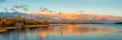 WANDBILD SONNENUNTERGANG ÜBER DEM SEE - BILDER VON NATUR UND LANDSCHAFT - BILDER