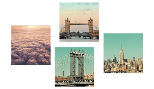 CANVAS PRINT SET OF CITIES IN SOFT TONES - SET OF PICTURES - PICTURES