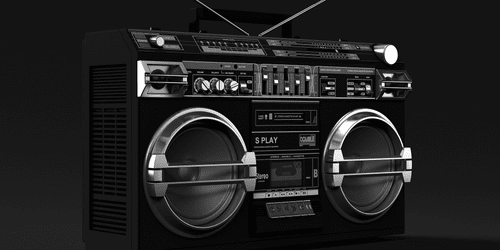 CANVAS PRINT DISCO RADIO FROM THE 90S IN BLACK AND WHITE - BLACK AND WHITE PICTURES - PICTURES