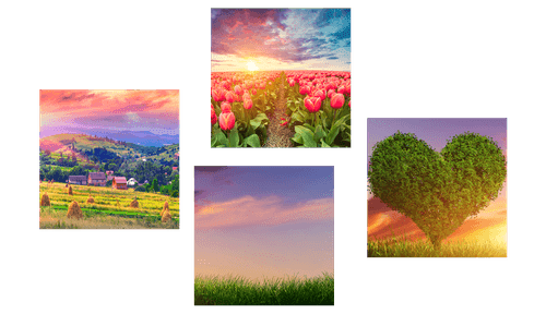 CANVAS PRINT SET NATURE IN PASTEL COLORS - SET OF PICTURES - PICTURES