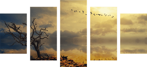 5-PIECE CANVAS PRINT DRIED UP TREE - PICTURES OF NATURE AND LANDSCAPE - PICTURES