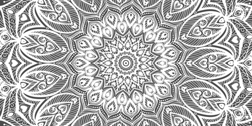 CANVAS PRINT MANDALA OF HARMONY IN BLACK AND WHITE - BLACK AND WHITE PICTURES - PICTURES