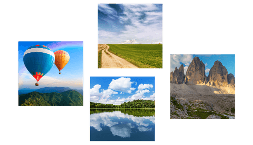 CANVAS PRINT SET HOT AIR BALLOON FLIGHT OVER THE COUNTRY - SET OF PICTURES - PICTURES