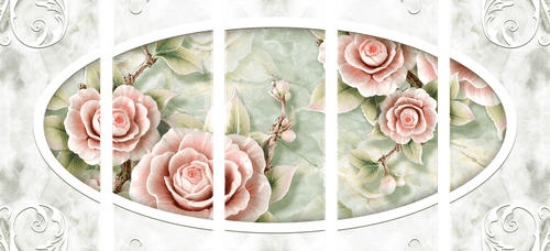 5-DÍLNÝ OBRAZ KAMENNÉ RŮŽE - VINTAGE A RETRO OBRAZY - OBRAZY