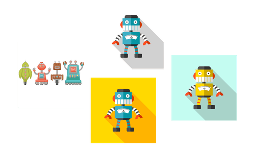 CANVAS PRINT SET CHILDREN WHO LOVE ROBOTS - SET OF PICTURES - PICTURES