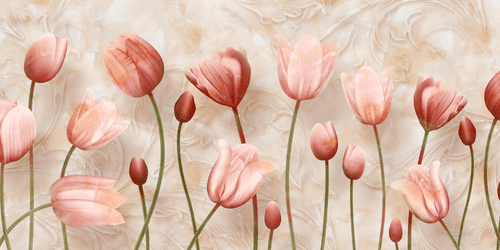 CANVAS PRINT OLD PINK TULIPS - PICTURES FLOWERS - PICTURES