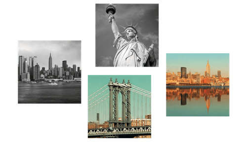 SET OBRAZŮ ZAJÍMAVÁ KOMBINACE MĚSTA NEW YORK - SESTAVY OBRAZŮ - OBRAZY