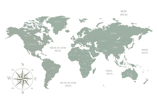 OBRAZ DECENTNÍ MAPA V ZELENÉM PROVEDENÍ - OBRAZY MAPY - OBRAZY