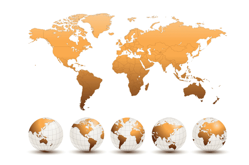 CANVAS PRINT GLOBES WITH A WORLD MAP - PICTURES OF MAPS - PICTURES