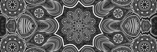 CANVAS PRINT INDIAN MANDALA WITH FLORAL PATTERN IN BLACK AND WHITE - BLACK AND WHITE PICTURES - PICTURES