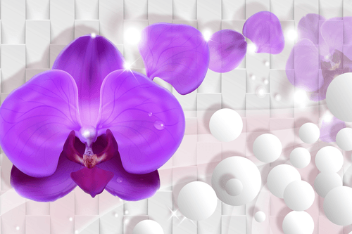 WANDBILD ORCHIDEE AUF ABSTRAKTEM HINTERGRUND - BILDER BLUMEN - BILDER