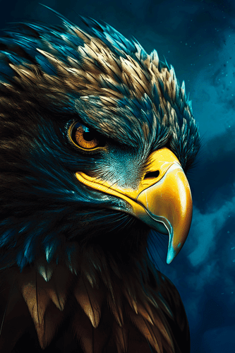 CANVAS PRINT BLUE-GOLD EAGLE - PICTURES LORDS OF THE ANIMAL KINGDOM - PICTURES