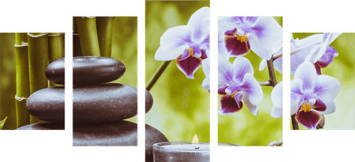 5-TEILIGES WANDBILD SPA-STILLLEBEN - BILDER MIT FENG SHUI-MOTIVEN - BILDER