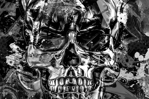 CANVAS PRINT ARTISTIC SKULL IN BLACK AND WHITE - BLACK AND WHITE PICTURES - PICTURES