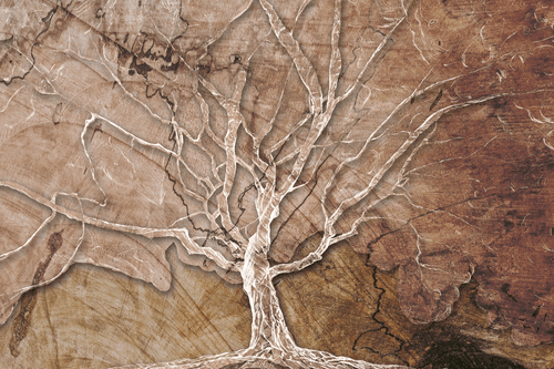 QUADRO DI UNA CHIOMA DI UN ALBERO CON TINTE ASTRATTE - QUADRI ALBERI E FOGLIE - QUADRI