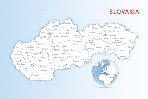 DECORATIVE PINBOARD MAP OF THE SLOVAK REPUBLIC - PICTURES ON CORK - PICTURES