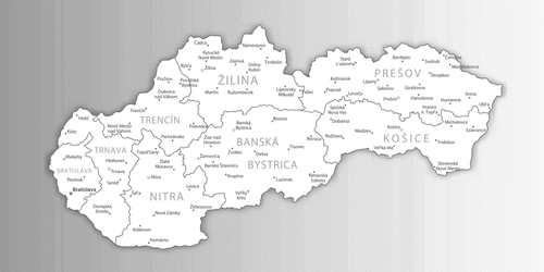 DECORATIVE PINBOARD BLACK AND WHITE MAP OF SLOVAKIA - PICTURES ON CORK - PICTURES