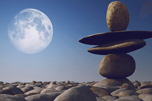 CANVAS PRINT FOLDED STONES IN A MOONLIGHT - PICTURES FENG SHUI - PICTURES