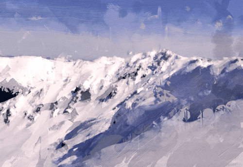 QUADRO PITTURA AD OLIO DI MONTAGNE INNEVATE - QUADRI CHE IMITANO LA PITTURA A OLIO - QUADRI