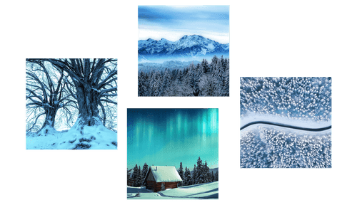 CANVAS PRINT SET SNOWY LANDSCAPE - SET OF PICTURES - PICTURES