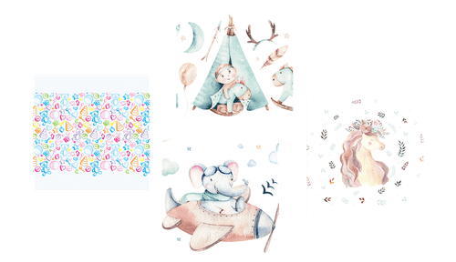 CANVAS PRINT SET FOR CHILDREN IN PASTEL COLORS - SET OF PICTURES - PICTURES