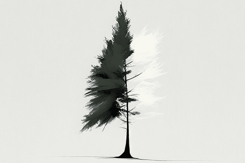 CANVAS PRINT MINIMALIST CONIFEROUS TREE - PICTURES OF TREES AND LEAVES - PICTURES