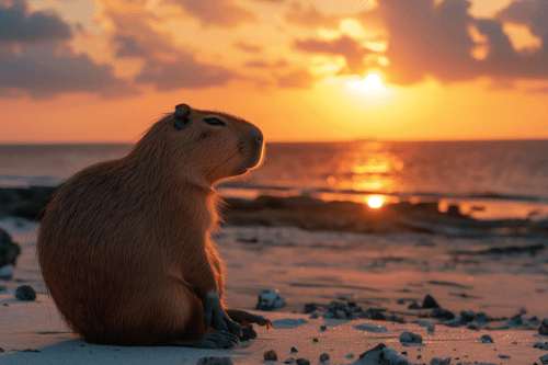 WANDBILD CAPYBARA BEIM SONNENUNTERGANG - DOVIDO CHALLENGE - BILDER