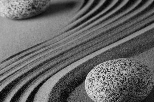 CANVAS PRINT YIN AND YANG PEBBLES IN BLACK AND WHITE - BLACK AND WHITE PICTURES - PICTURES