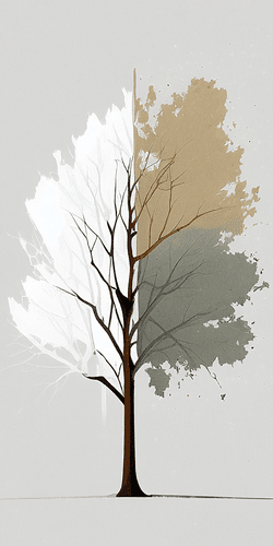 CANVAS PRINT THREE-COLOR MINIMALIST TREE - PICTURES OF TREES AND LEAVES - PICTURES