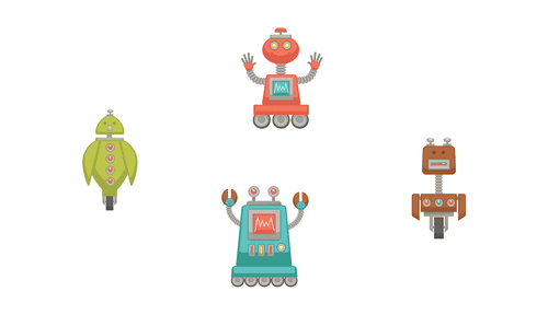 CANVAS PRINT SET GROUP OF ROBOTS - SET OF PICTURES - PICTURES