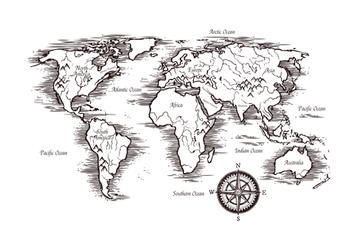 TABLEAU EN LIÈGE CARTE DU MONDE DANS UN BEAU DESIGN - TABLEAU EN LIÈGE - IMPRESSION SUR TOILE