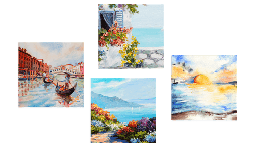 CANVAS PRINT SET PAINTED LANDSCAPE - SET OF PICTURES - PICTURES