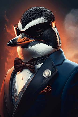 TABLOU ANIMAL GANGSTER PINGUIN - TABLOURI GANGSTERI DE ANIMALE - TABLOURI