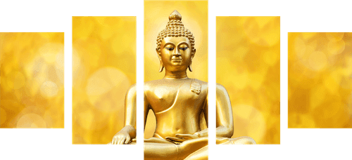 TABLOU 5-PIESE STATUIE BUDHA DE AUR - TABLOURI FENG SHUI - TABLOURI