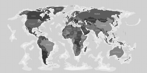 OBRAZ NA KORKU NÁDHERNÁ MAPA S ČERNOBÍLÝM NÁDECHEM - OBRAZY NA KORKU - OBRAZY