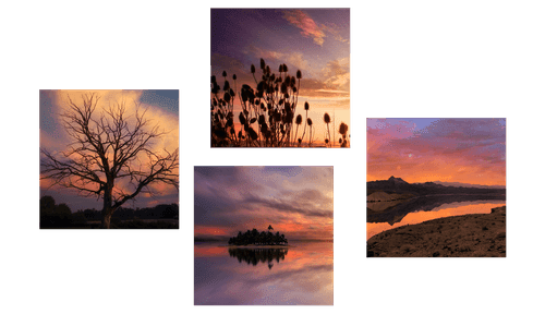 SET DI QUADRI NATURA PIENA DI COLORI ROMANTICI - COLLEZIONI DI QUADRI - QUADRI