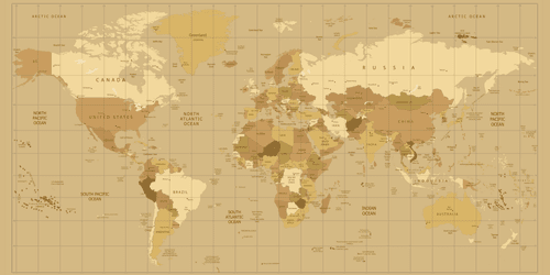 OBRAZ NA KORKU MAPA SVETA V BÉŽOVOM ODTIENI - OBRAZY NA KORKU - OBRAZY