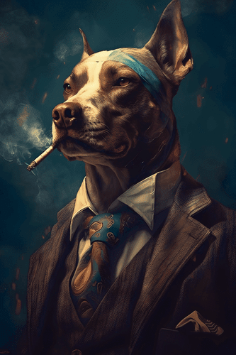 CANVAS PRINT ANIMAL GANGSTER DOG - PICTURES OF ANIMAL GANGSTERS - PICTURES