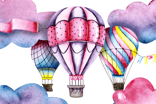 WANDBILD AQUARELL-LUFTBALLONS - BILDER FÜR KINDER - BILDER