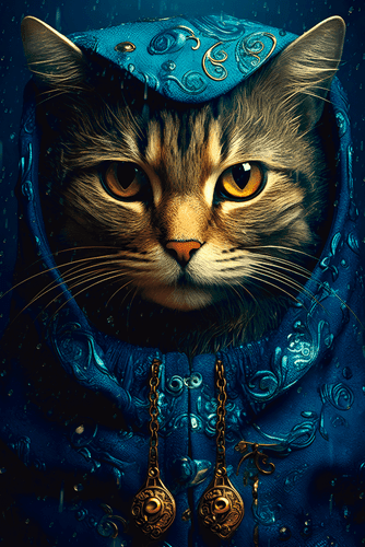 CANVAS PRINT BLUE-GOLD CAT - PICTURES LORDS OF THE ANIMAL KINGDOM - PICTURES