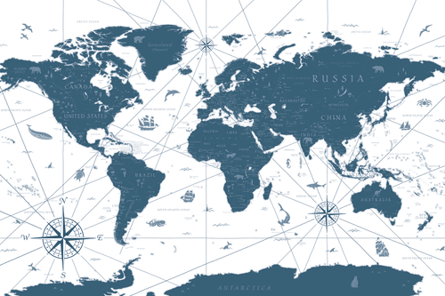 OBRAZ MAPA V MODRÉM PROVEDENÍ - OBRAZY MAPY - OBRAZY