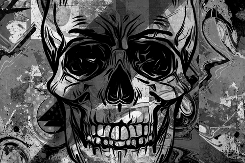 CANVAS PRINT SKULL IN BLACK AND WHITE - BLACK AND WHITE PICTURES - PICTURES