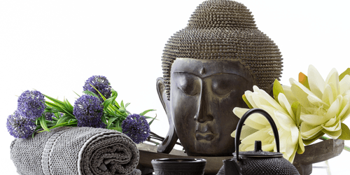 TABLEAU SUR TOILE – NATURE MORTE DE BIEN-ÊTRE AVEC BOUDDHA - TABLEAUX FENG SHUI - TABLEAUX
