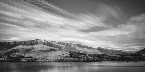 CANVAS PRINT SUNSET OVER THE LAKE IN BLACK AND WHITE - BLACK AND WHITE PICTURES - PICTURES