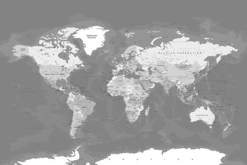 OBRAZ NA KORKU ŠTÝLOVÁ VINTAGE ČIERNOBIELA MAPA SVETA - OBRAZY NA KORKU - OBRAZY