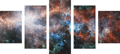 QUADRO IN 5 PARTI GALASSIA INFINITA - QUADRI DELLO SPAZIO E DELLE STELLE - QUADRI