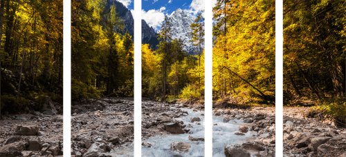 QUADRO IN 5 PARTI PAESAGGIO DI MONTAGNA SCENICO - QUADRI DI NATURA E PAESAGGIO - QUADRI