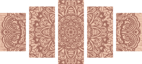 QUADRO IN 5 PARTI MANDALA FLOREALE - QUADRI FENG SHUI - QUADRI